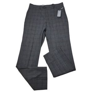 Michael Kors Plaid Dress Pants Mens‎ 30x30 Gray Red Classic Fit Marvin NEW